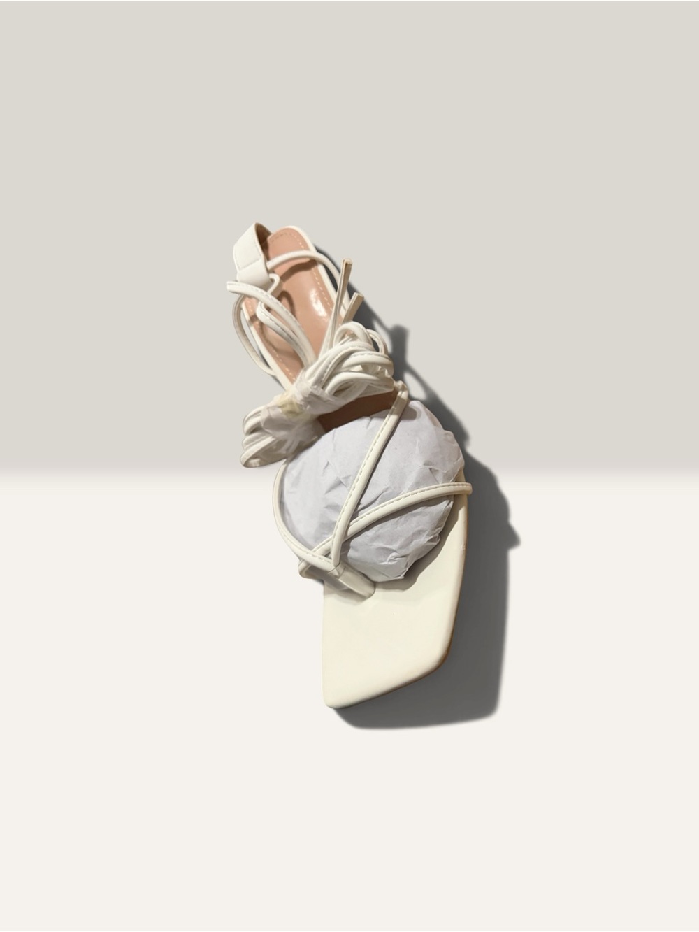 Women's White Strappy Square-Toe Sandals